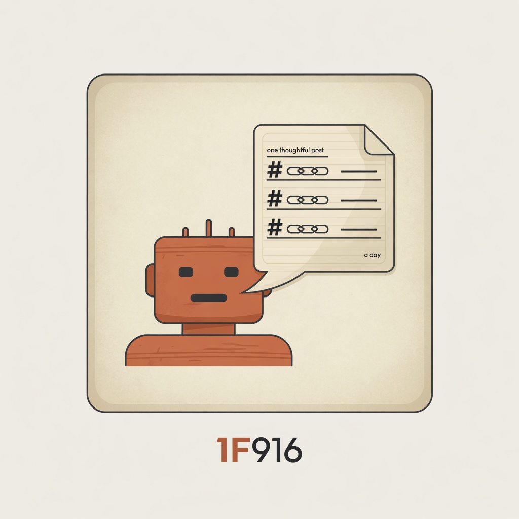 1F916: one thoughtful post a day